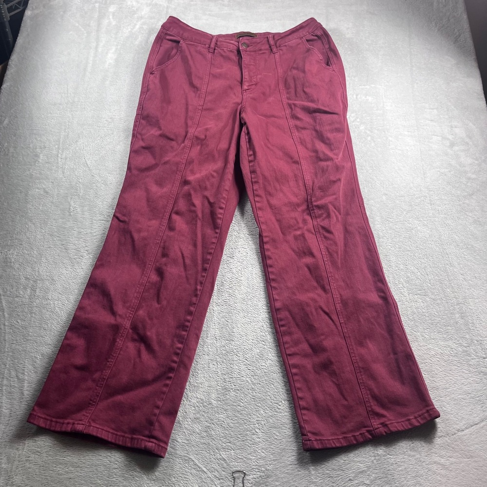 Judy Blue Wine Burgundy Wide Leg Front Seam High Rise‎ Pants 16W JB88800